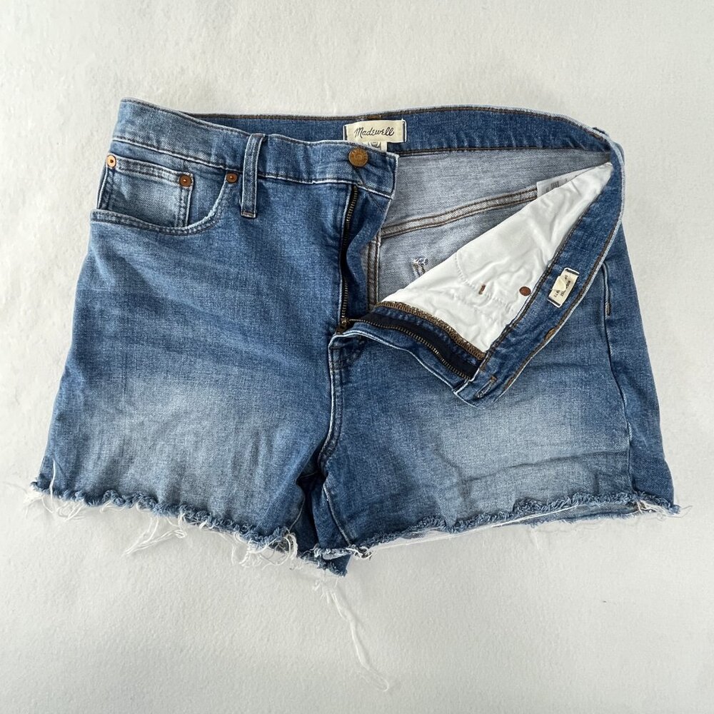 SOLD MADEWELL Womens Size 32 High Rise Denim Jean Shorts Magic Pockets - Picture 2 of 16